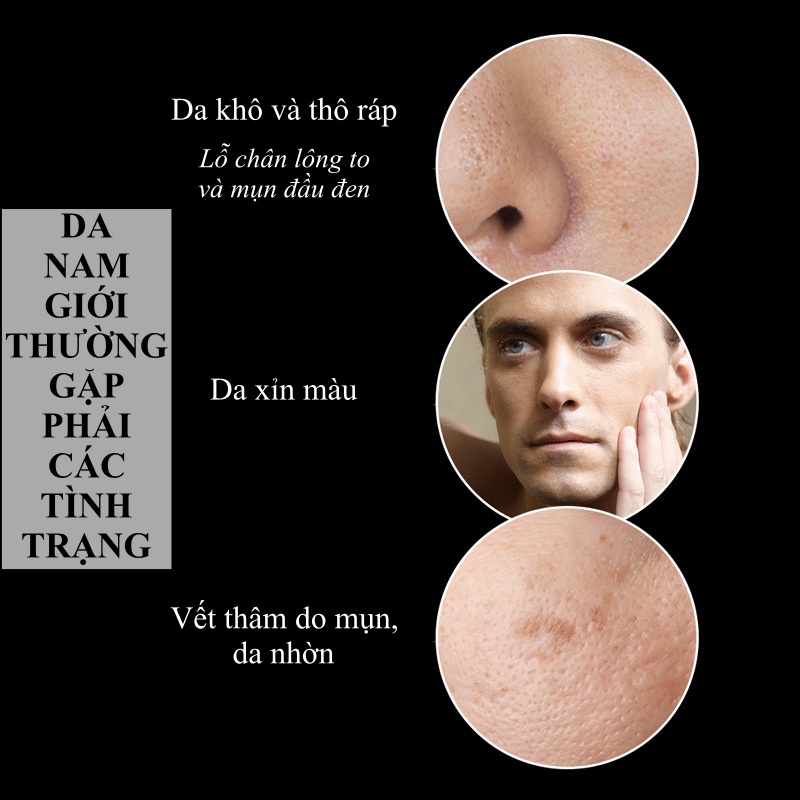 Bộ ba sản phẩm dưỡng da, chăm sóc da dành cho nam VEZE làm sạch da, dưỡng ẩm, dưỡng trắng, da săn chắc, kiềm dầu SPU181