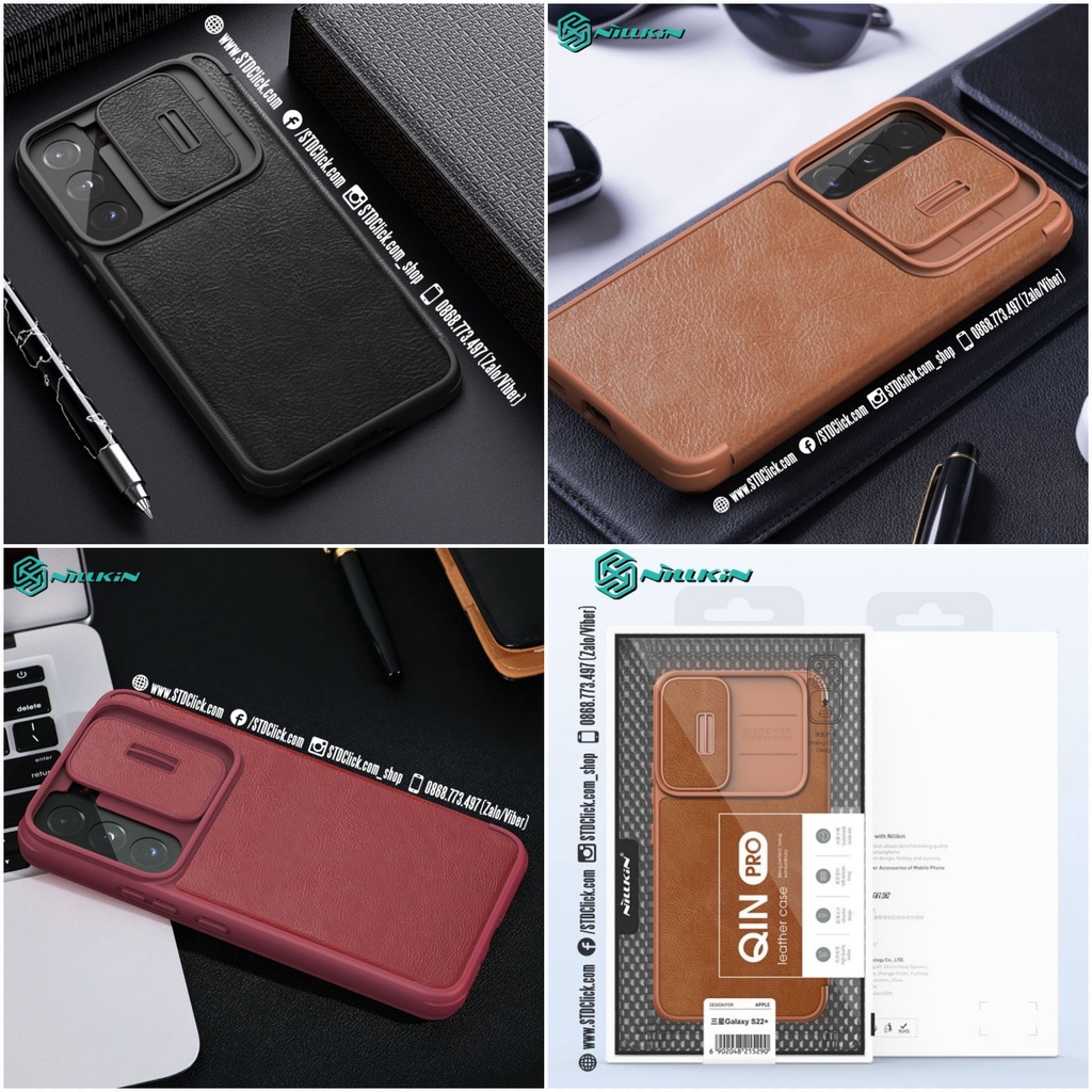BAO DA SAMSUNG GALAXY S22 PLUS 5G NILLKIN QIN PRO BẢO VỆ CAMERA CHÍNH HÃNG