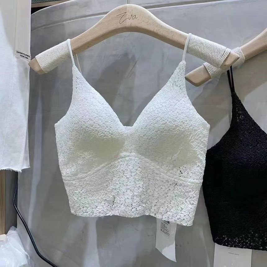 Áo bra hai dây ren hoa chun lưng sau co giãn có đệm mút mềm mại