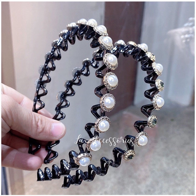 Băng đô cài tóc chống trượt đính ngọc phong cách Hàn Quốc BĐ01 Lux Accessories