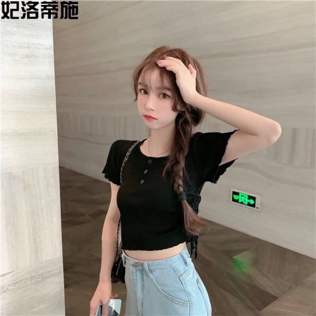 Áo cuốn biên phối nút, rút bên (aL)