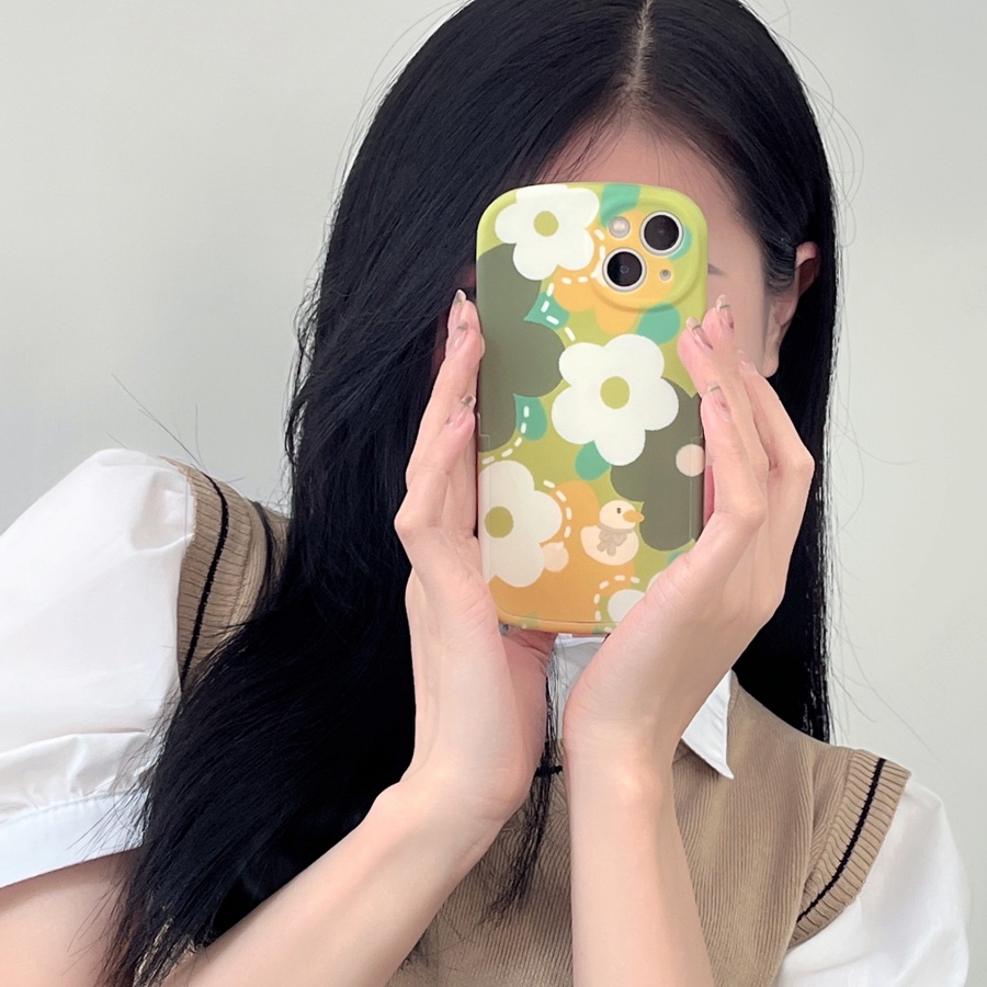 Ốp Điện Thoại Mềm Mịn Màu Xanh Lá Hình Chú Vịt Cho Iphone 12 pro max 11 pro max xs max xr x 7 8 plus