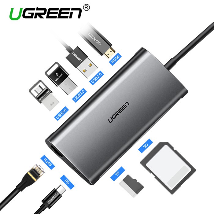 [Mã SKAMPUSHA7 giảm 8% đơn 250k]Cáp USB-C Chuyển Đổi 8 Trong 1 Ugreen (50516) - Hàng chính hãng