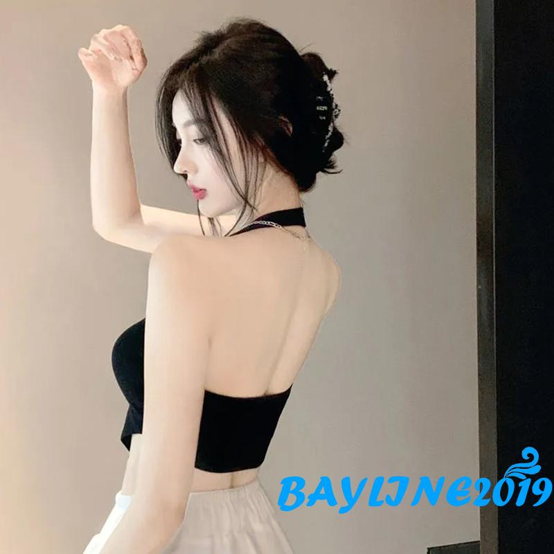 Áo Lửng Hai Dây Cổ Yếm Màu Sắc Trơn Thời Trang Dành Cho Nữ
