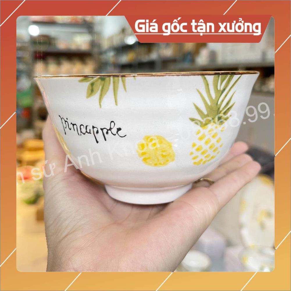 Siêu Sale - Sét Chén Dĩa Dễ Thương Đĩa Sứ Sét Bát Đĩa Decor, Bát Ăn Cơm Chén Sứ Họa Tiết Quả Dứa xinh yêu.