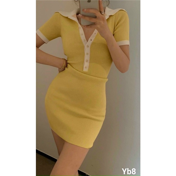 ĐẦM BODY CỔ SƠ MI THUN GÂN TÔN DÁNG GỢI CẢM SEXY PU THỜI TRANG HHP