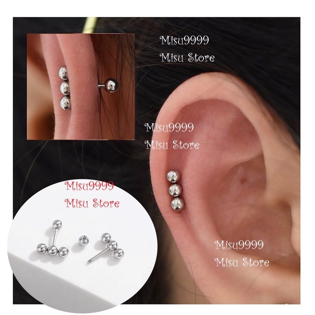 Khuyên titan Three bi ngang nam nữ