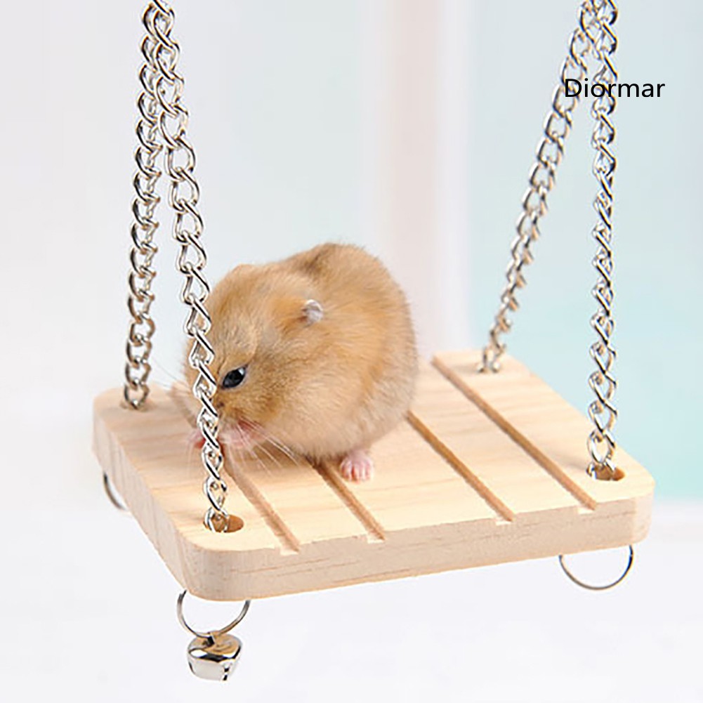 Xích Đu Gỗ Có Chuông Treo Lồng Chim Vẹt / Hamster