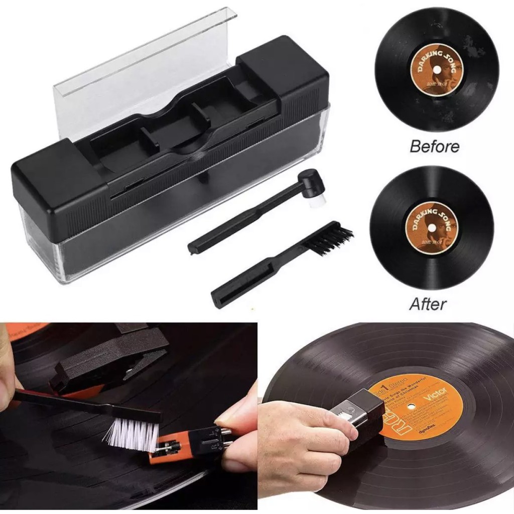 Bộ dụng cụ làm sạch bụi bẩn đĩa than phono vinyl chống tĩnh điện,có kèm cây cọ đầu kim và chổi quét máng, Binvu AUDIOF