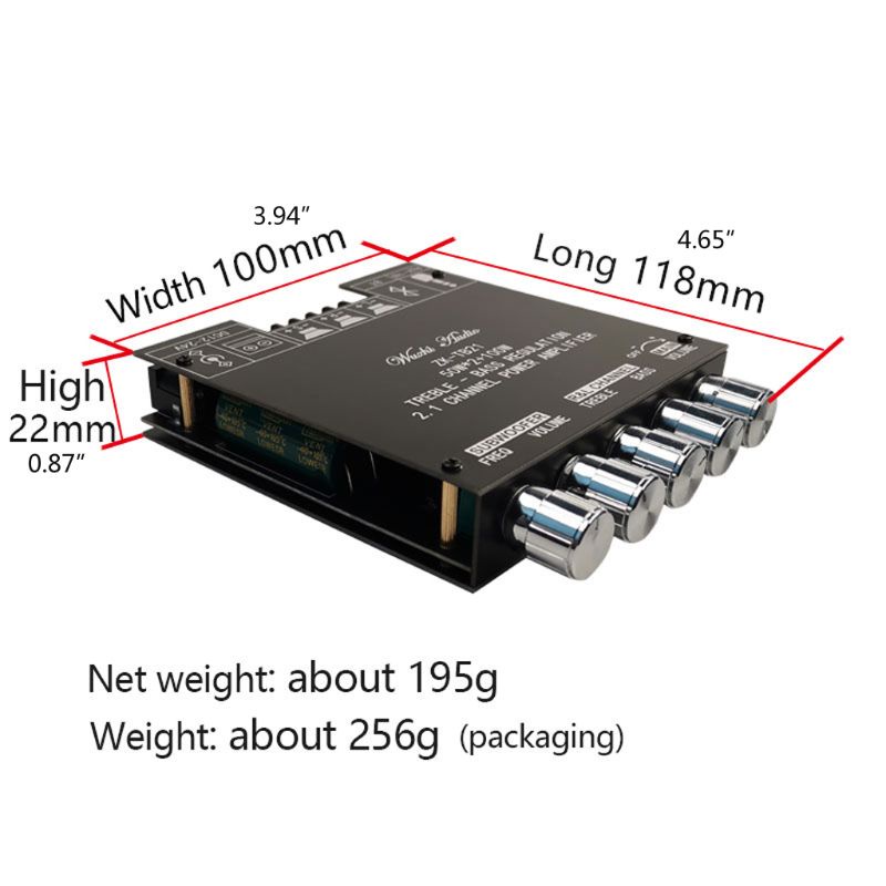 Bảng mạch khuếch đại âm thanh Bluetooth 5.0 siêu trầm 50wx2 + 100w 2.1 Btsg Zk-Tb21 Tpa3116D2 chuyên dụng