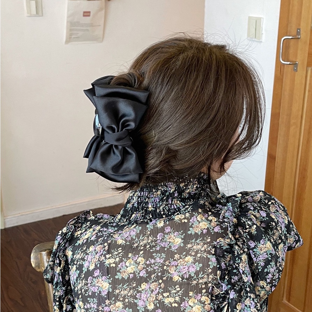 Kẹp Tóc Nơ Nhiều Lớp Màu Đen Xinh Xắn Thời Trang