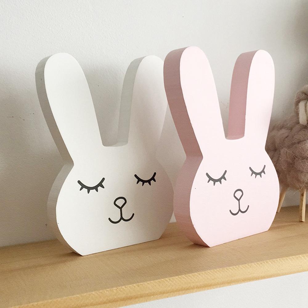 YIYU Thỏ Gỗ Handmade Trang Trí Bàn Làm Việc Cho Bé
