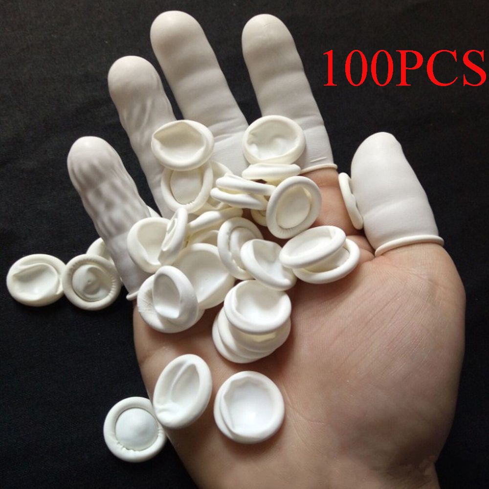 [Hàng mới về] Set 100 đồ bọc ngón tay bằng cao su tự nhiên chống trượt bảo vệ an toàn tiện dụng khi làm móng