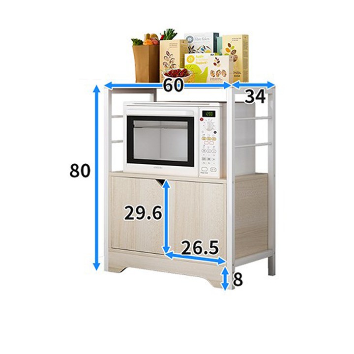 Kệ để lò vi sóng - Kệ để lò vi sóng 2 ngăn tủ, 60x34x80cm, kệ nhà bếp - kệ để đồ nhà bếp