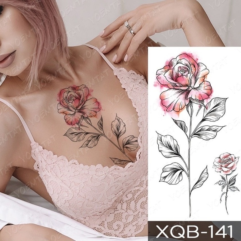 Hình Xăm Tạm Thời Chống Thấm Nước Hình Hoa Mận Nở Màu Đen Flash Thời Trang