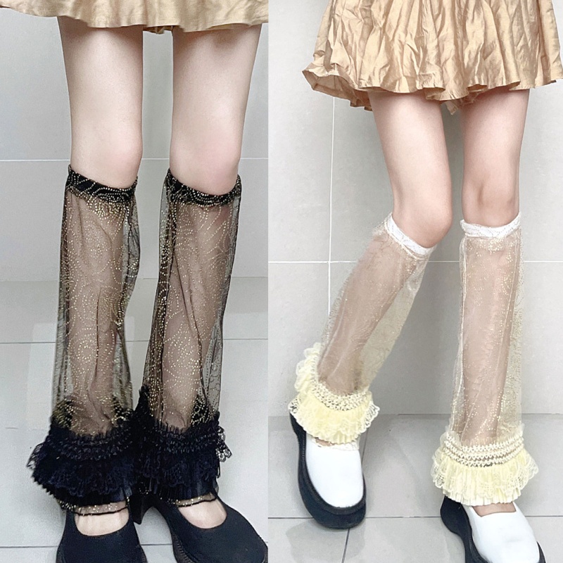Brroa Vớ Ống Chân Phối Ren Mỏng Y2k Chống Muỗi Thời Trang Mùa Hè Cho Nữ