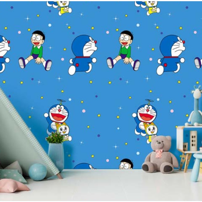 Decal giấy dán tường ĐÔ RÊ MON NOBITA khổ 45cm keo sẵn