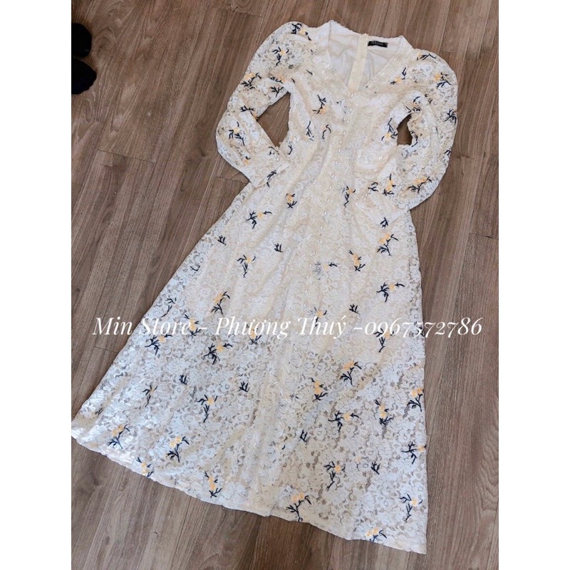 Váy ren thêu hoa cúc ngọc