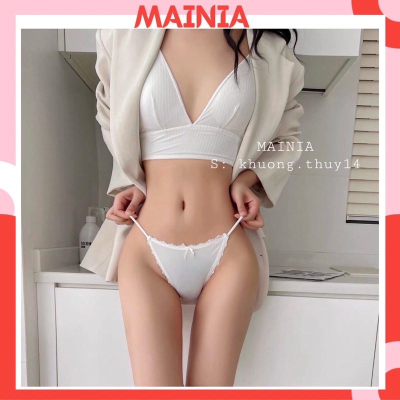 Quần Lót Đúc Su Dây Mảnh Đính Nơ Viền Ren Sexy Gợi Cảm Chíp Nữ Dễ Thương Mainia Shop
