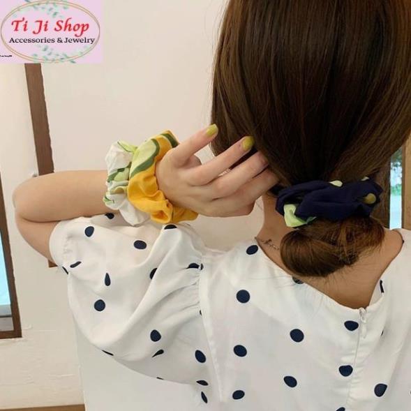 Dây cột tóc vải scrunchies quả bơ