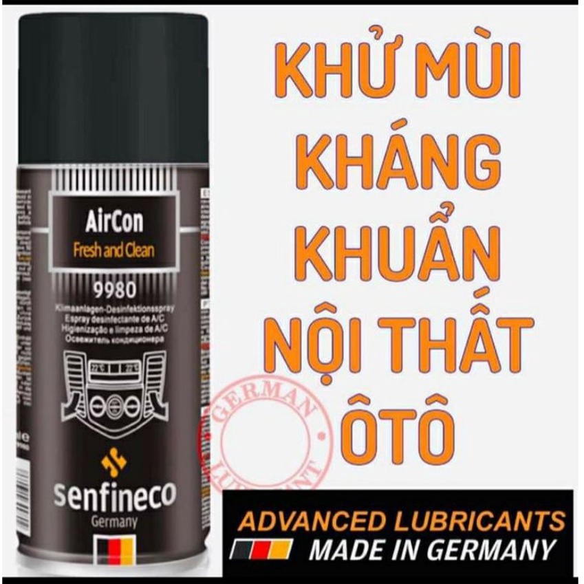 Chai Xịt Khử Mùi &amp; Khử Trùng Không Gian Nội Thất Nhập Khẩu Từ Đức Senfineco 9980 AirCon Fresh And Clean