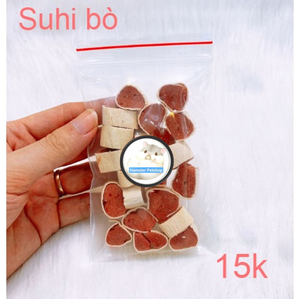 Snack thịt bò + gà cuộn Sushi cho Hamster , sóc , chuột đồng, bọ ú vỗ béo