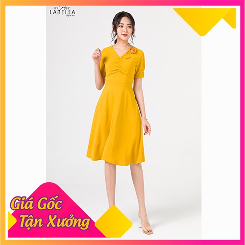 Váy liền - Đầm liền HOA'LABELLA Dáng xòe chất liệu Trượt Hàn co giãn nhẹ kèm ảnh thật (MD05)