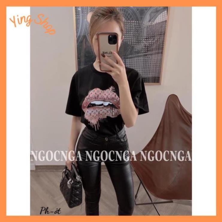 Áo phông nữ giấu quần form rộng  L  V hình môi em nhìn phát là say đắm, áo thun rộng giấu quần (cam kết video tự quay) | BigBuy360 - bigbuy360.vn