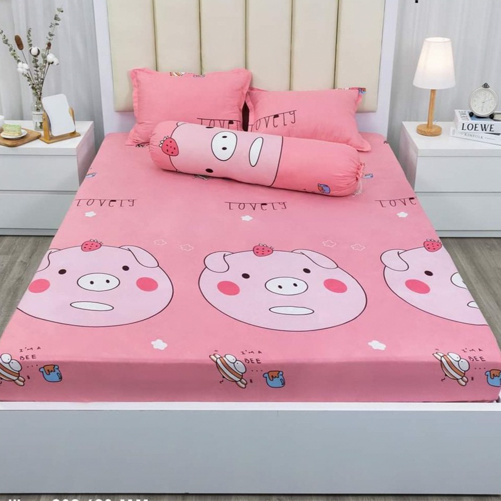 Bộ Ga Gối Poly Ga trải giường | Ga chun Drap giường Gấu Vàng ( 1m2/1m6/1m8/2m2) ZingZingMart