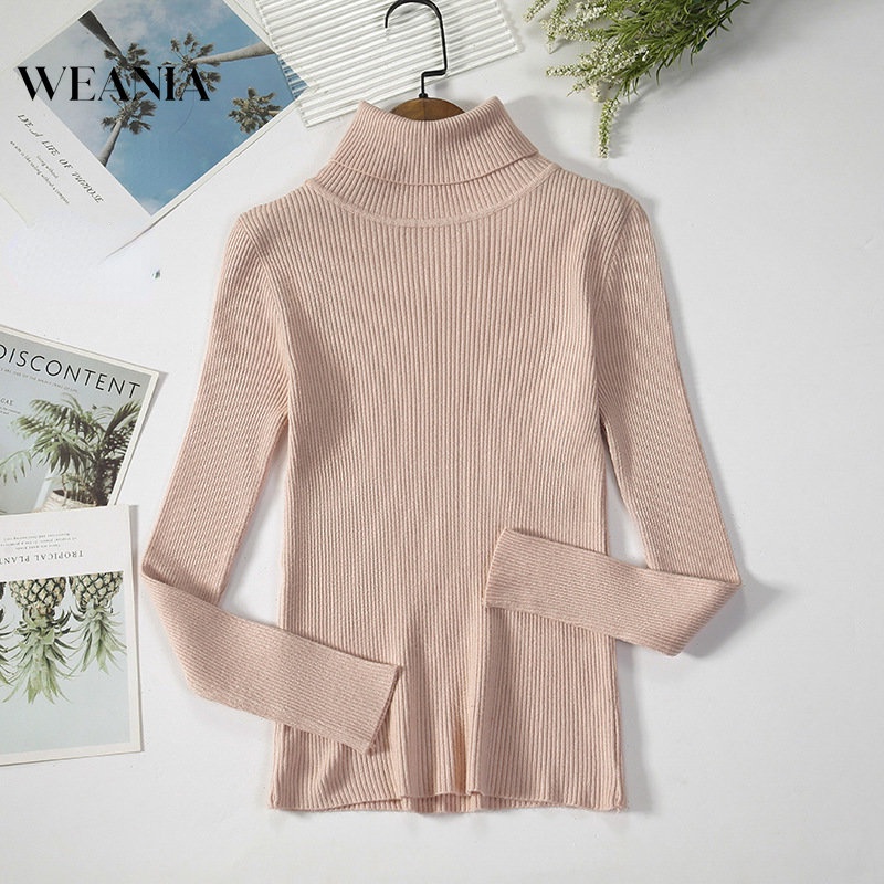 Áo Sweater Dệt Kim Mỏng Cổ Lọ Có 23 Màu Thời Trang Cho Nữ