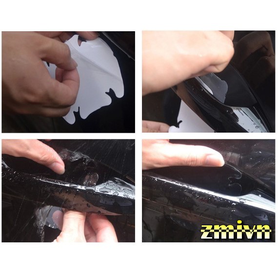 Bộ 4 miếng dán lõm tay cầm mở cửa ô tô bằng sợi carbon trang trí thanh lịch