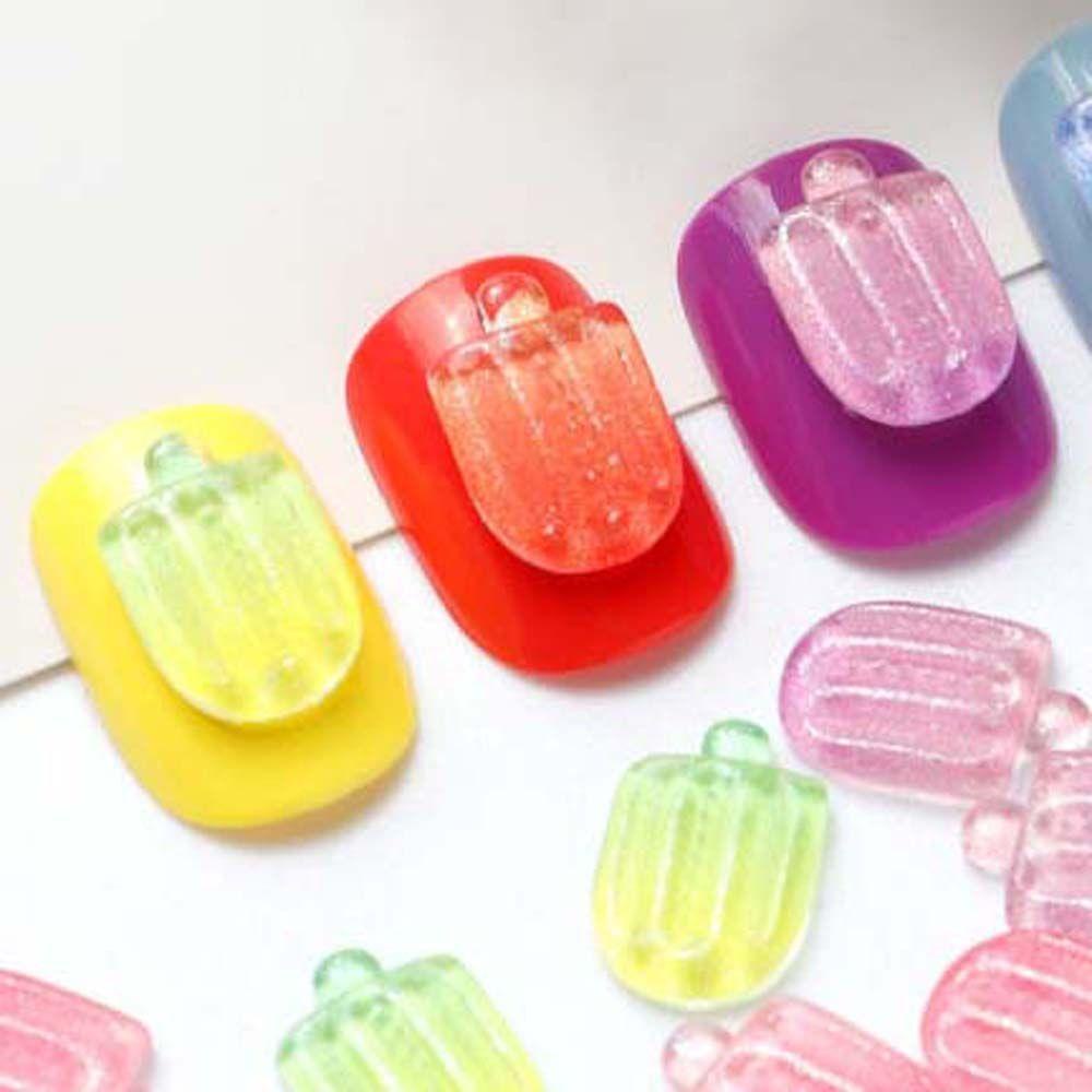 [Hàng mới về] 20 Phụ kiện đính móng trang trí nghệ thuật hình cây kem 3d trong suốt nhiều màu tùy chọn