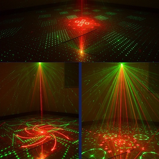 Đèn Led Nháy Theo Nhạc Kết Hợp Laser Flash Có Điều Khiển, Đèn Phòng Bay Chiếu Ánh Sáng Laser