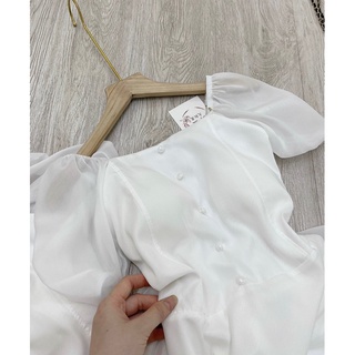 VÁY CỔ VUÔNG TƠ TAY BỒNG