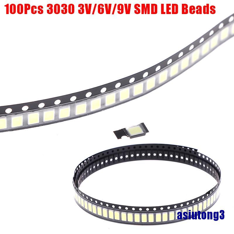 Bộ 100 Đèn Led Asiutong3 3030 Smd 1w 3v / 6v / 9v Chuyên Dụng
