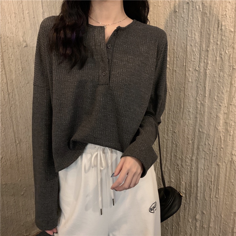 Áo len ZHELIHANGFEI tay dài form rộng phong cách Preppy cho nữ