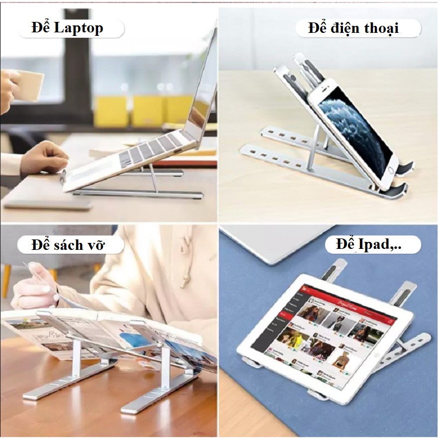 Kê laptop giá đỡ nhôm macbook tản nhiệt ipad surface gấp gọn chính hãng