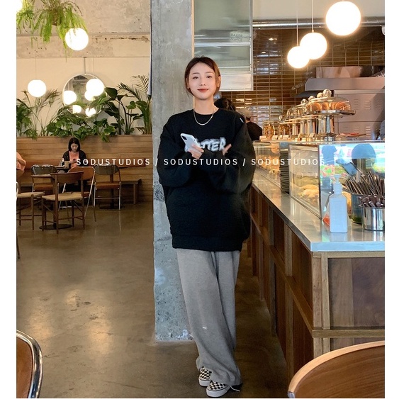 Xiaozhainv Áo Nỉ Tay Dài Cổ Tròn Dáng Rộng In Chữ Cá Tính Phong Cách Retro Thời Trang Cho Nữ | BigBuy360 - bigbuy360.vn