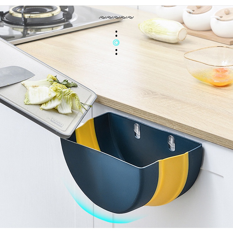 Giỏ, Thùng rác TRÒN gấp gọn treo kẹp tủ bếp nhựa dẻo siêu bền cho căn nhà bạn G171-ThungracGG-Tron màu ngẫu nhiên