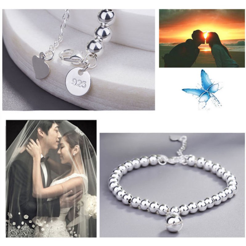 Vòng tay chuỗi hạt may mắn màu bạc