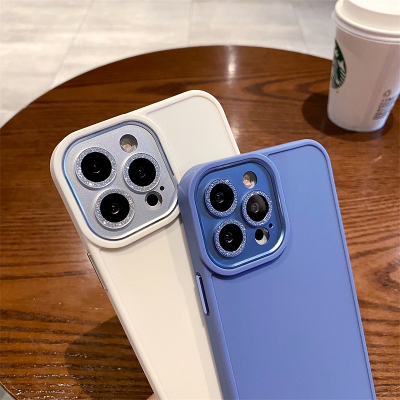 Ốp Điện Thoại Silicon Mềm Chống Sốc Mặt Nhám Phối Kim Tuyến Cho iPhone 11 12 13 Pro Max