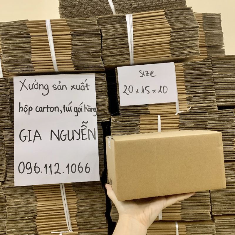 Combo 50 hộp carton gói hàng 20x15x10 dày đẹp Gia Nguyễn
