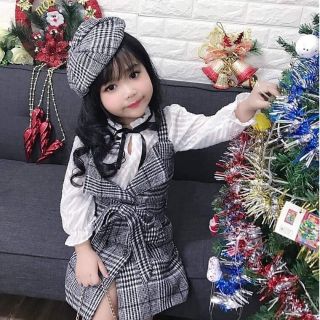 Set váy caro bé gái
