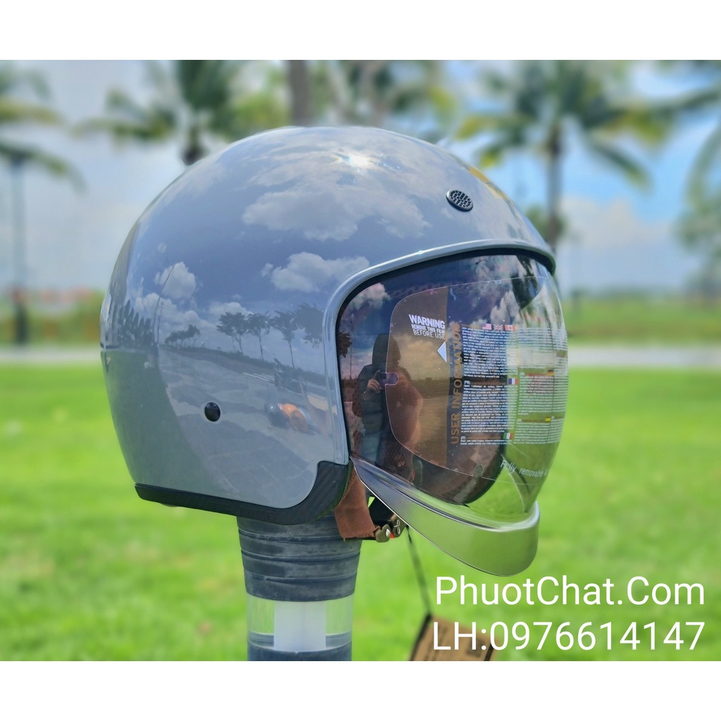 Nón bảo hiểm 3/4 kính âm M139 màu xi măng cao cấp