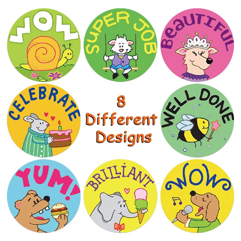 KING 1 Roll Cartoon Animal School Teacher Reward Stickers Motivate Students Sticker