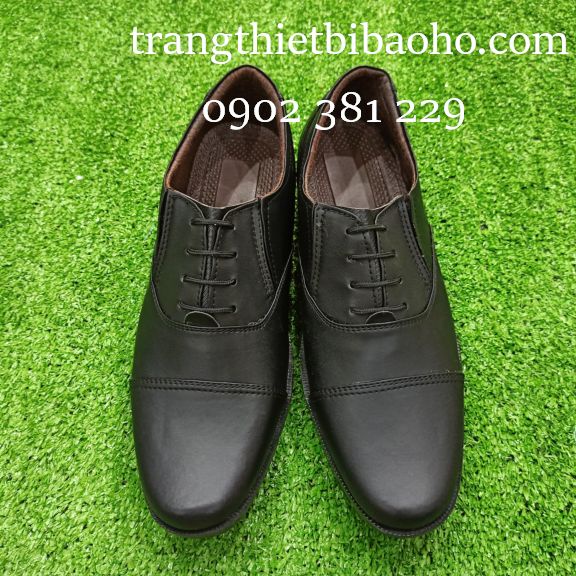Giày da bảo vệ màu đen kiểu xỏ giả dây Simili - DA02