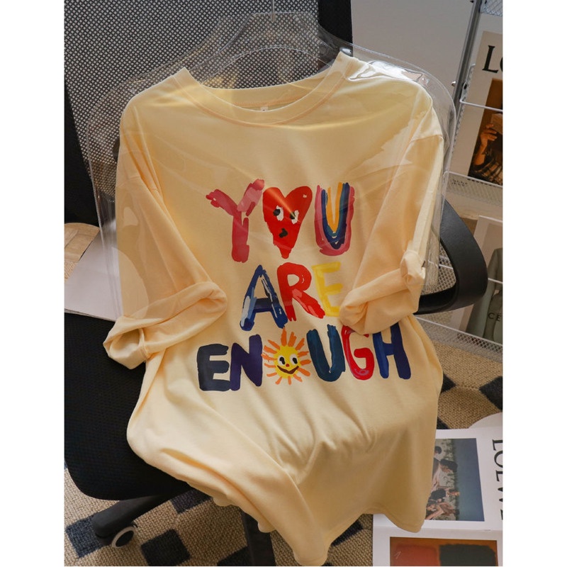 Mới Áo Thun Nữ Ngắn Tay In Chữ Phong Cách Hàn Quốc