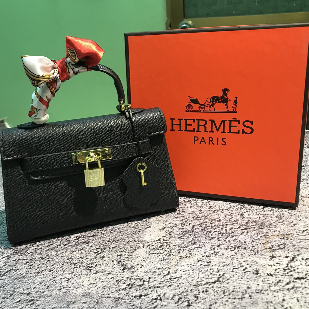 [Mã WAMT2405 giảm 10k đơn 0k] (siêu phẩm cao cấp ) túi hm mini kelly full box da lì kèm khăn | BigBuy360 - bigbuy360.vn