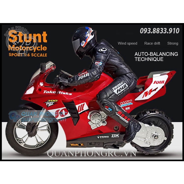 Xe Mô Tô Điều Khiển Tự Cân Bằng 1/16 STUNT MOTORCYCLE 2.4GHz Self-Balancing Motorcycle