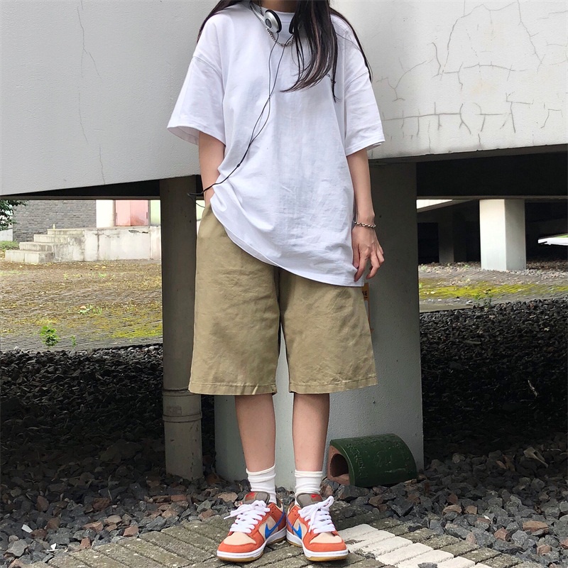 Quần Short Nam Màu Trơn Phong Cách retro Thời Trang Hàn Quốc